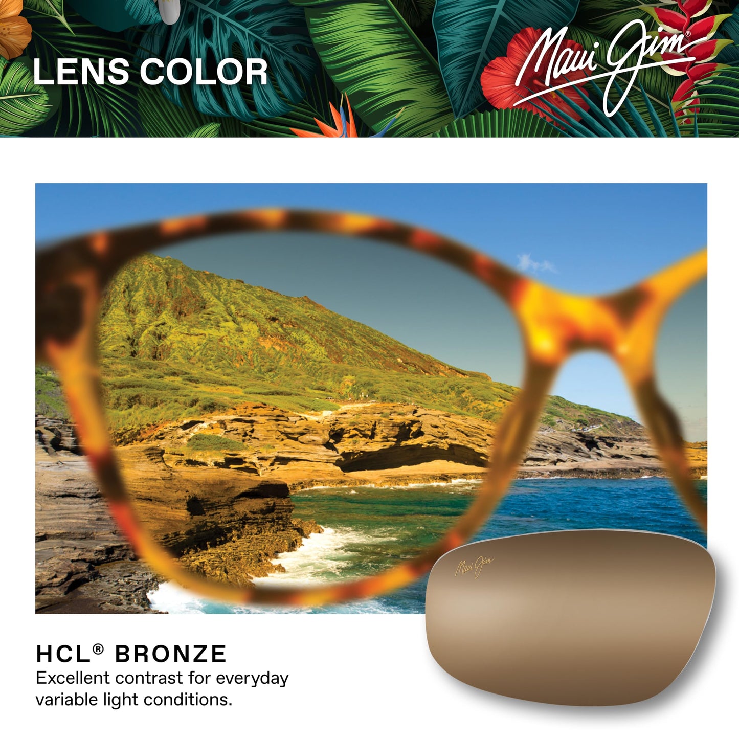 Maui Jim Women's Blossom Polarized Cat Eye Sunglasses, Havana w/Peach/HCL Bronze, Small