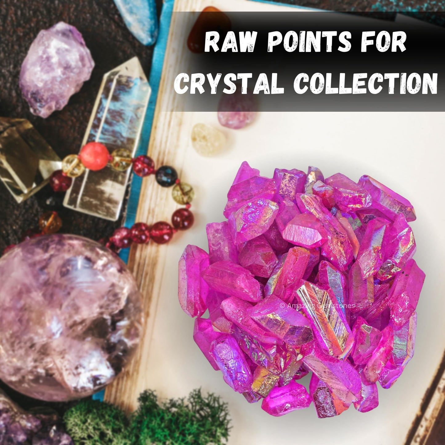 Amazing Gemstone Rose Aura Quartz Raw Pencil Points Crystals and Healing Stones, Natural Rocks for Meditation and DIY Raw Point Stones and Crystals (1 lb)