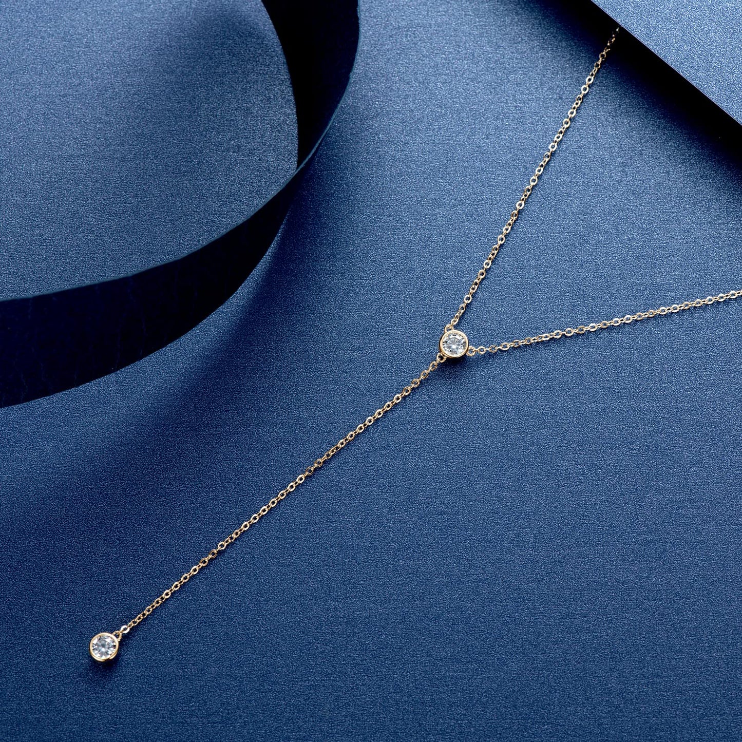 DYUNQ Moissanite Necklace for Women Sterling Silver, Imitation Diamond Lariat Drop Y necklace, Dainty Simple Long Prom Bridal Wedding Hypoallergenic Neckalces, 16 to 20 Inch