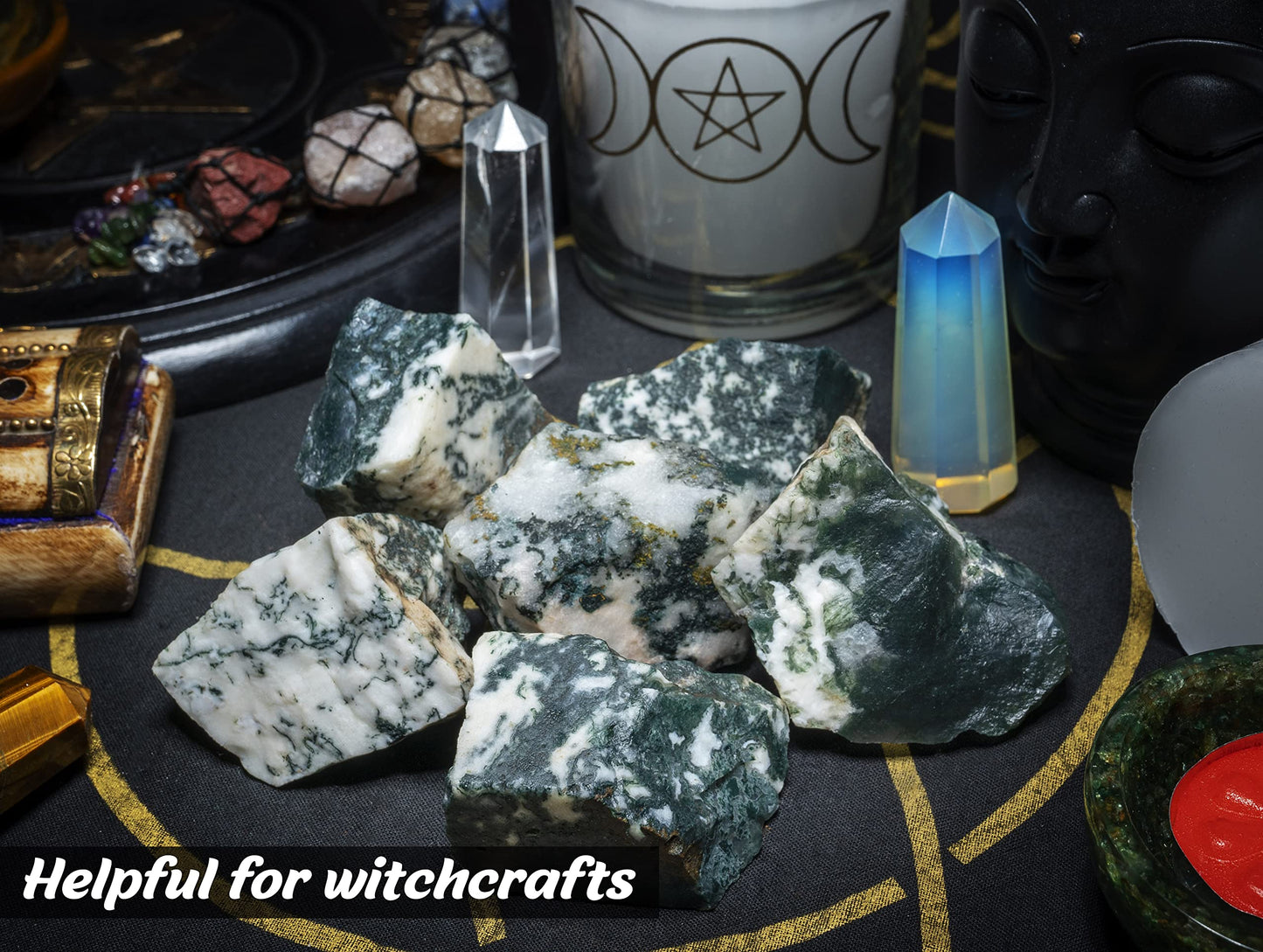 Crocon Tree agate Rough Bulk Natural Stone Raw Gemstone Tumbling Cabbing Polishing Gem Mining Energy Generator Chakra Balancing Reiki Healing Good Luck Home Office Decor Weight :-1Lb Approx