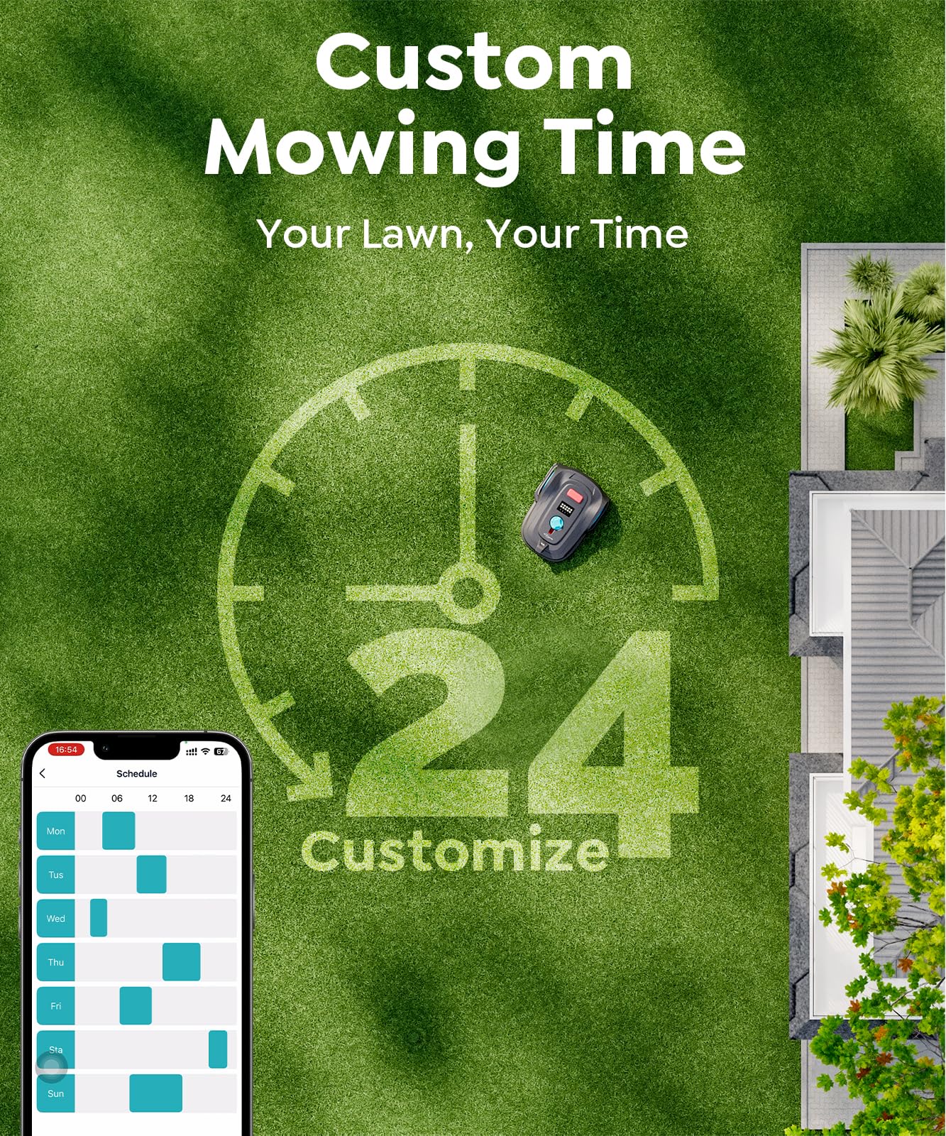 YARDCARE M800Plus NO Wire Vision Robot Lawn Mower with GPS Navigation, Path Planning, APP Control, Spiral Cutting, Automatic Lawnmower with Obstacle Avoidance, Height Adjustment for 1/5 Acres Lawn