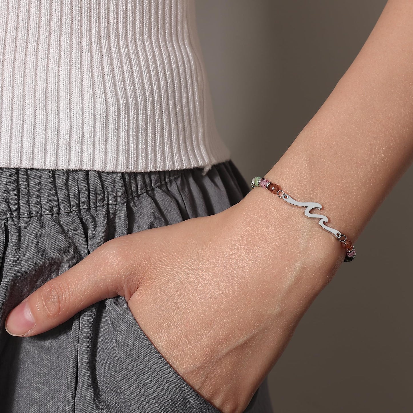 Valentines Day Gift for Her, Dainty Wave Bracelet for Women Jewelry, Valentines Day Gifts for Daughter, Mom, Wife, Friends, Girlfriend, Coworkers, Sister, Teacher, Female