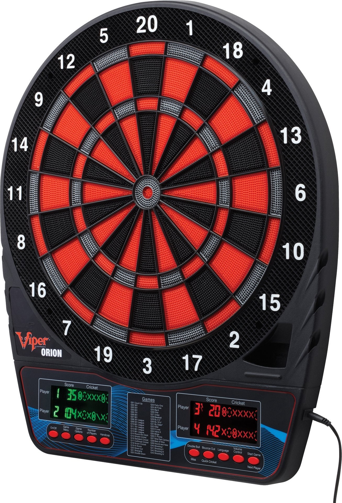 Viper Orion Electronic Soft Tip Dartboard with LaserLite Laser Throw/Toe Line Marker, red and Black