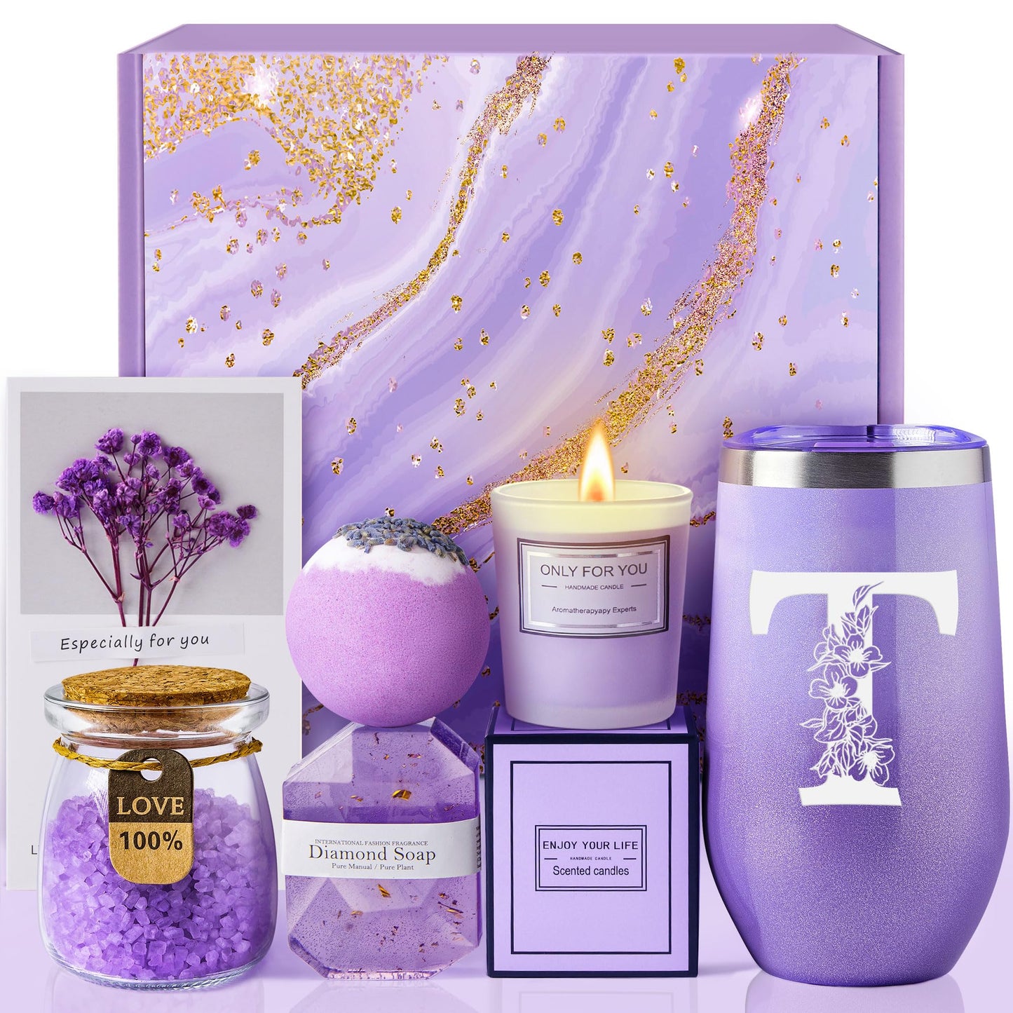 Gifts for Women, Mom - Relaxing Spa Gift Basket for Birthday, Mothers Day, Valentines Day, Christmas, Unique Gift ideas for Sister, Wife, Grandma, Gifts for Women Who Have Everything (T)