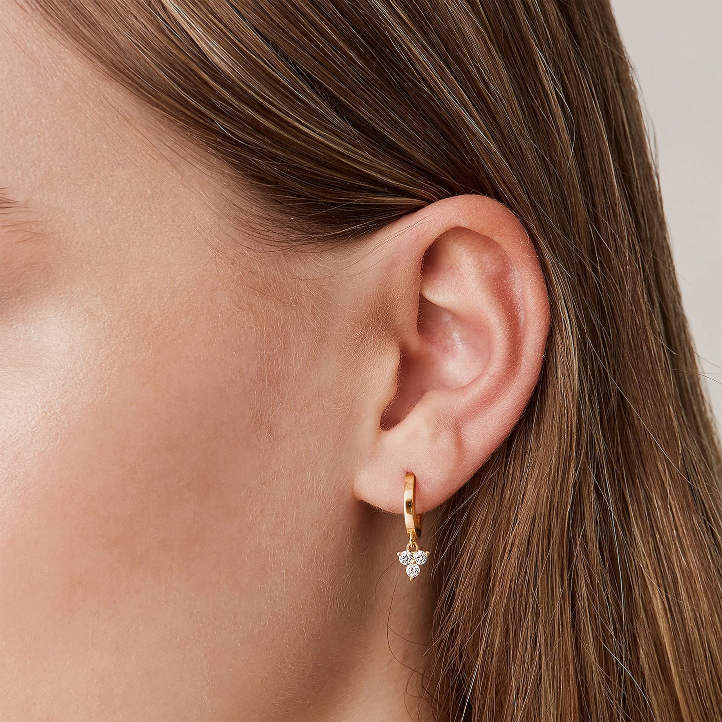 PAVOI 14K Yellow Gold Plated 925 Sterling Silver Post Huggie With Dangle | Small Gold Trendy Cluster Hinged Hoop Earrings For Women |CZ Huggie Earrings