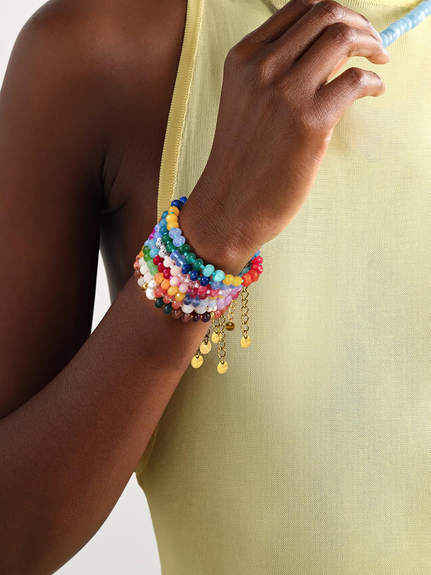 Badu Gemstone Beaded Bracelet for Women Colorful Natural Stone Freshwater Pearl Surfer Beach Rainbow Bracelet Jewelry Gift