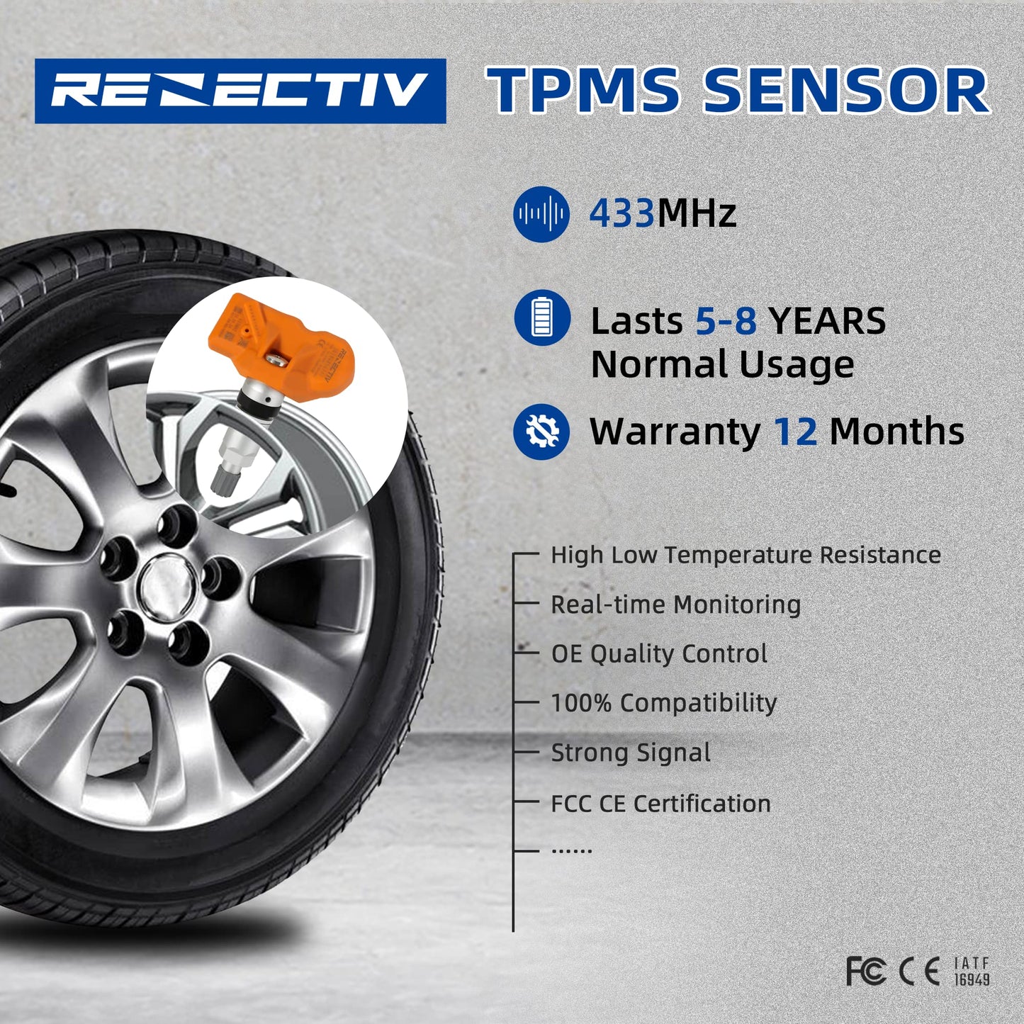 TPMS Sensor Mini,433MHZ Tire Pressure Monitor Sensors Fit for Mini Replace#36106790054