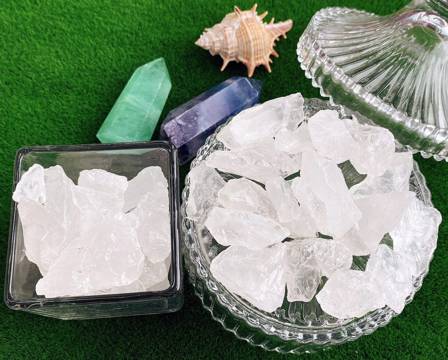 QINJIEJIE Clear Quartz Crystals Raw Stones Bulk Healing Crystal Large 1" Gemstones Rocks for Tumbling Cabbing Fountain Rough Quartz Decor Polishing Wicca Reiki Stone