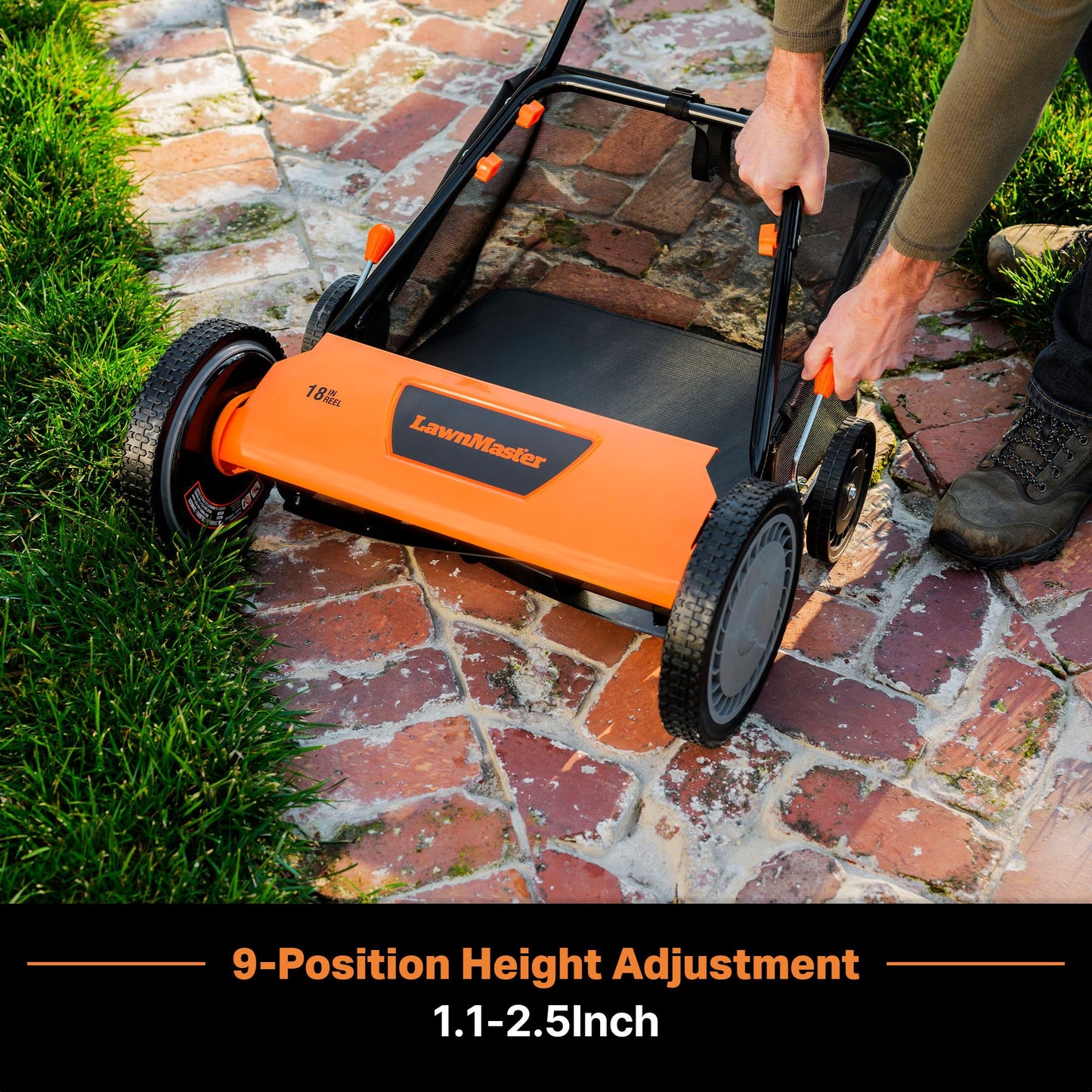 LawnMaster LMRM1801 Push Reel Lawn Mower 18-Inch 5-Blade