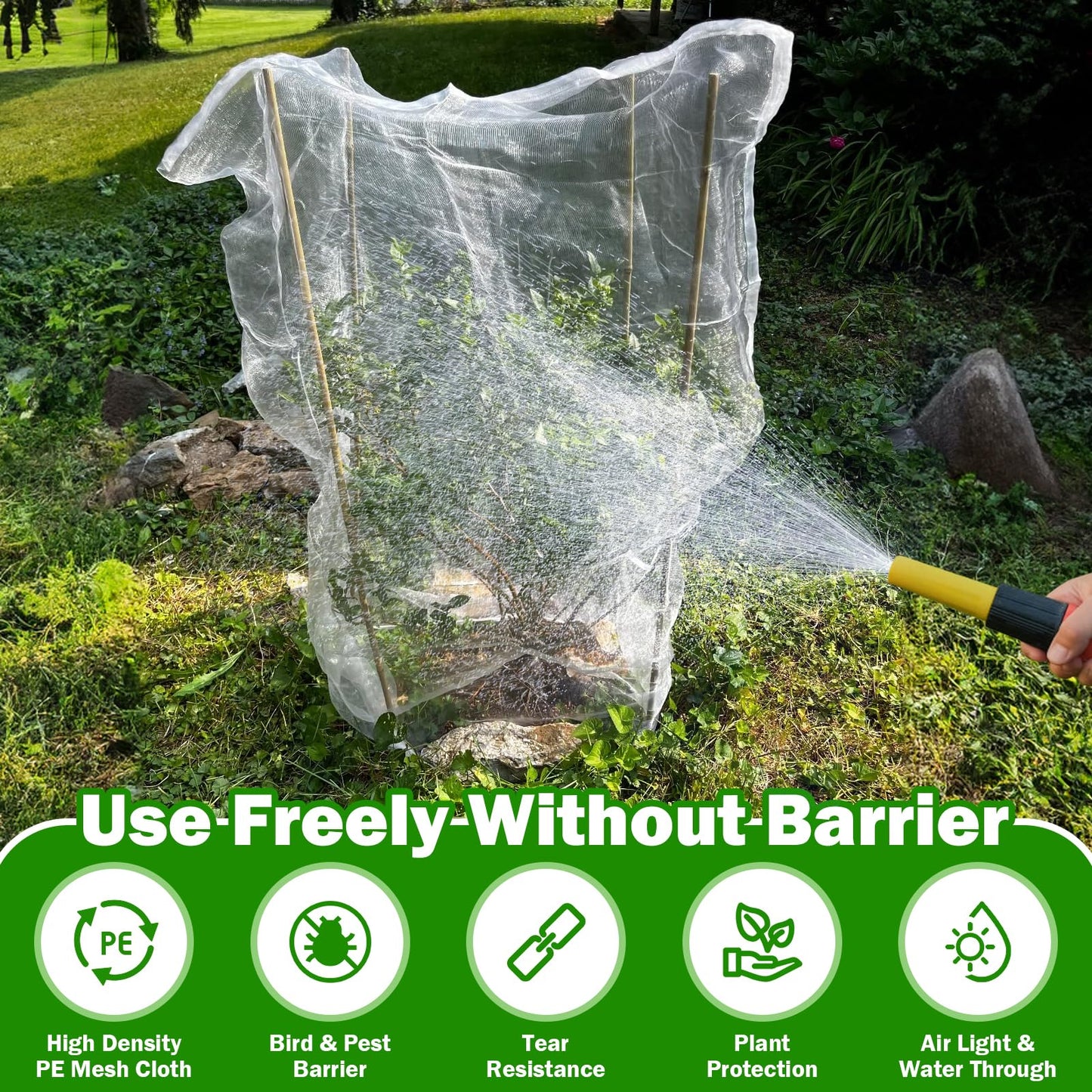 2 PCS Large Fruits Tree Netting Cover for Garden 2.6 x 3.3 ft Garden Insect Bird Barrier Plant Netting for Tomato Blueberry Bush Netting Covers Deer Cicada Netting Cover Bag with Drawstring