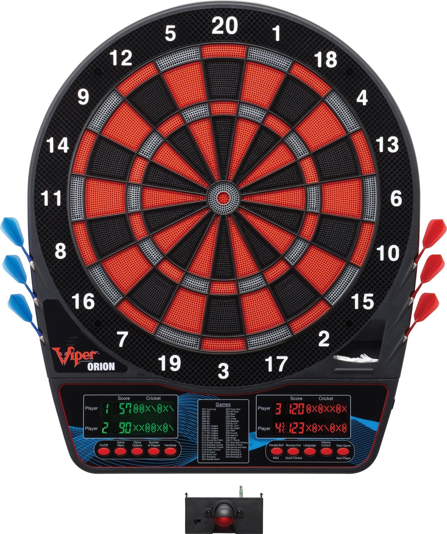 Viper Orion Electronic Soft Tip Dartboard with LaserLite Laser Throw/Toe Line Marker, red and Black