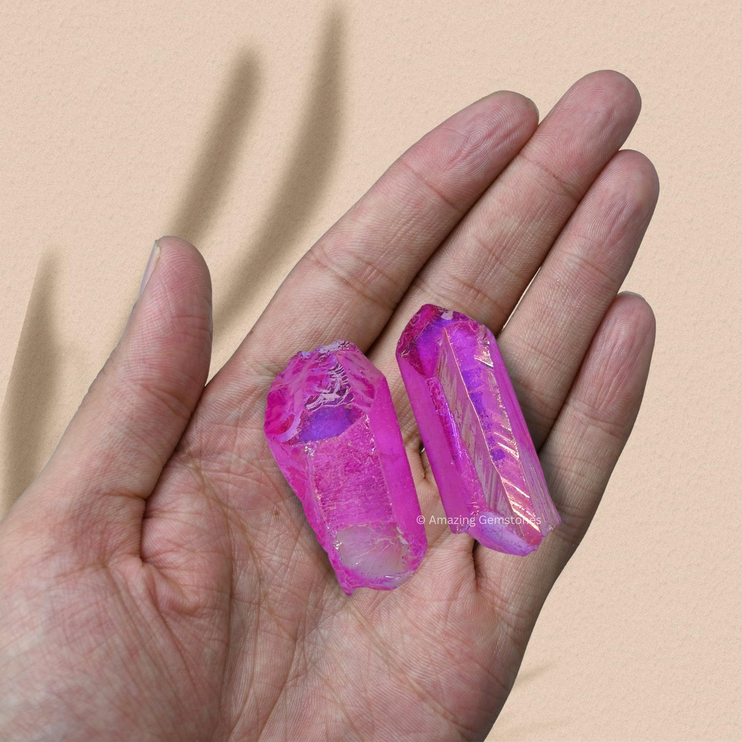 Amazing Gemstone Rose Aura Quartz Raw Pencil Points Crystals and Healing Stones, Natural Rocks for Meditation and DIY Raw Point Stones and Crystals (1 lb)