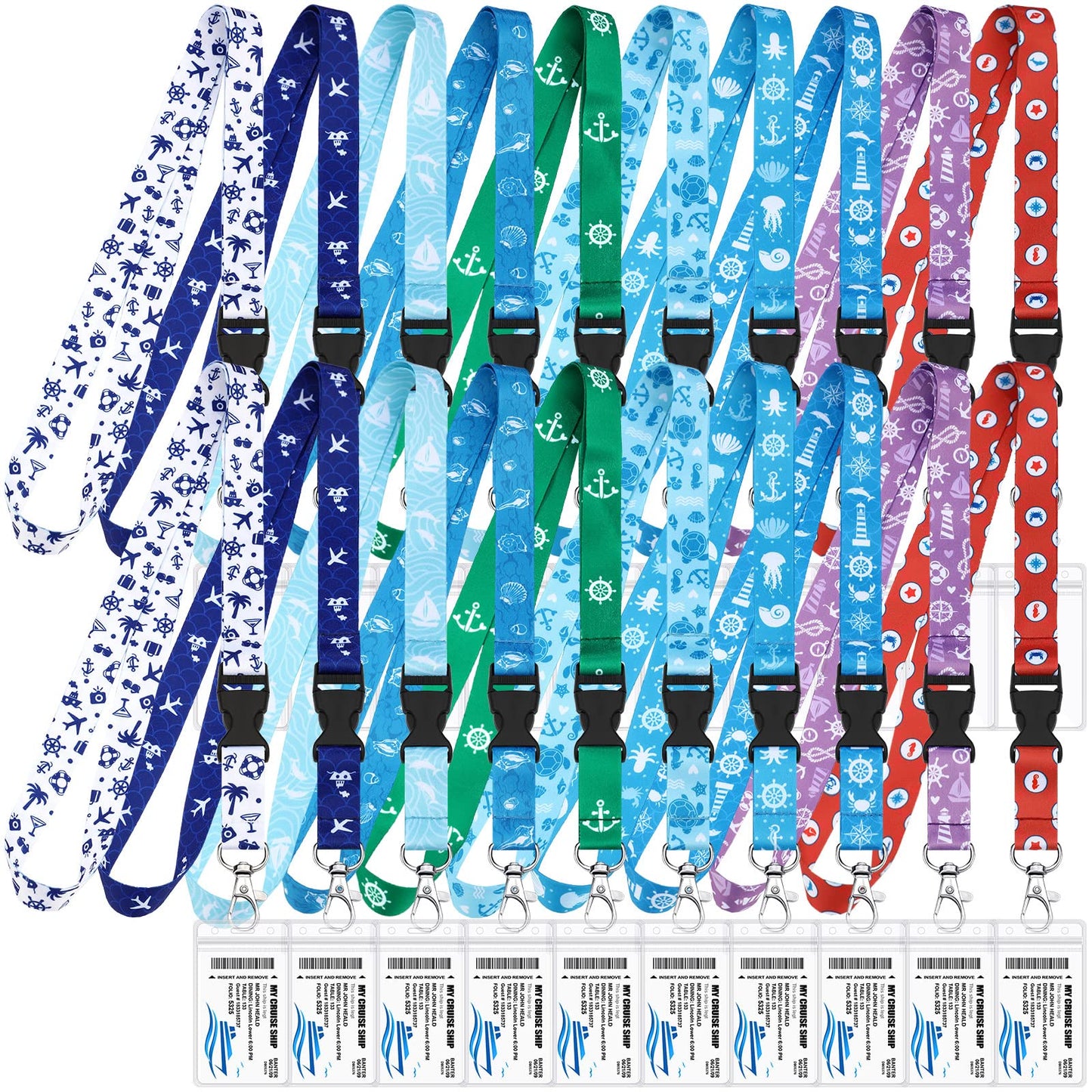 20 Pack Cruise Lanyards Carnival Cruise Lanyard with ID Holder Waterproof Cruise Lanyard Detachable Buckler for Cruise Ships Cards Women Men Cruise Accessories