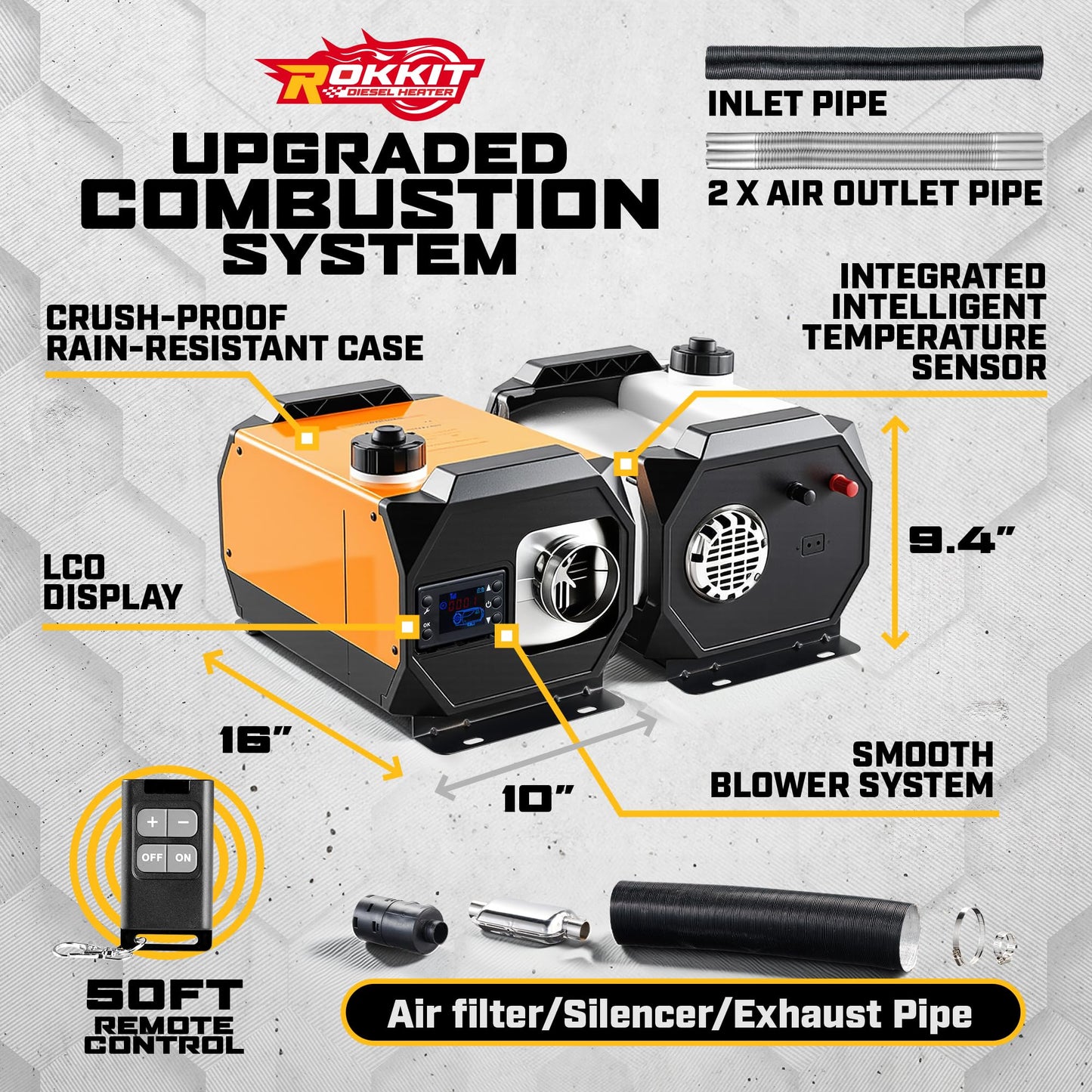 Diesel Heater - 12V/110V 8KW Diesel Heater, All in One Portable Diesel Heater with LCD Switch, Remote Control, Muffler for Truck, RV, Home, Car, Campers, Boat