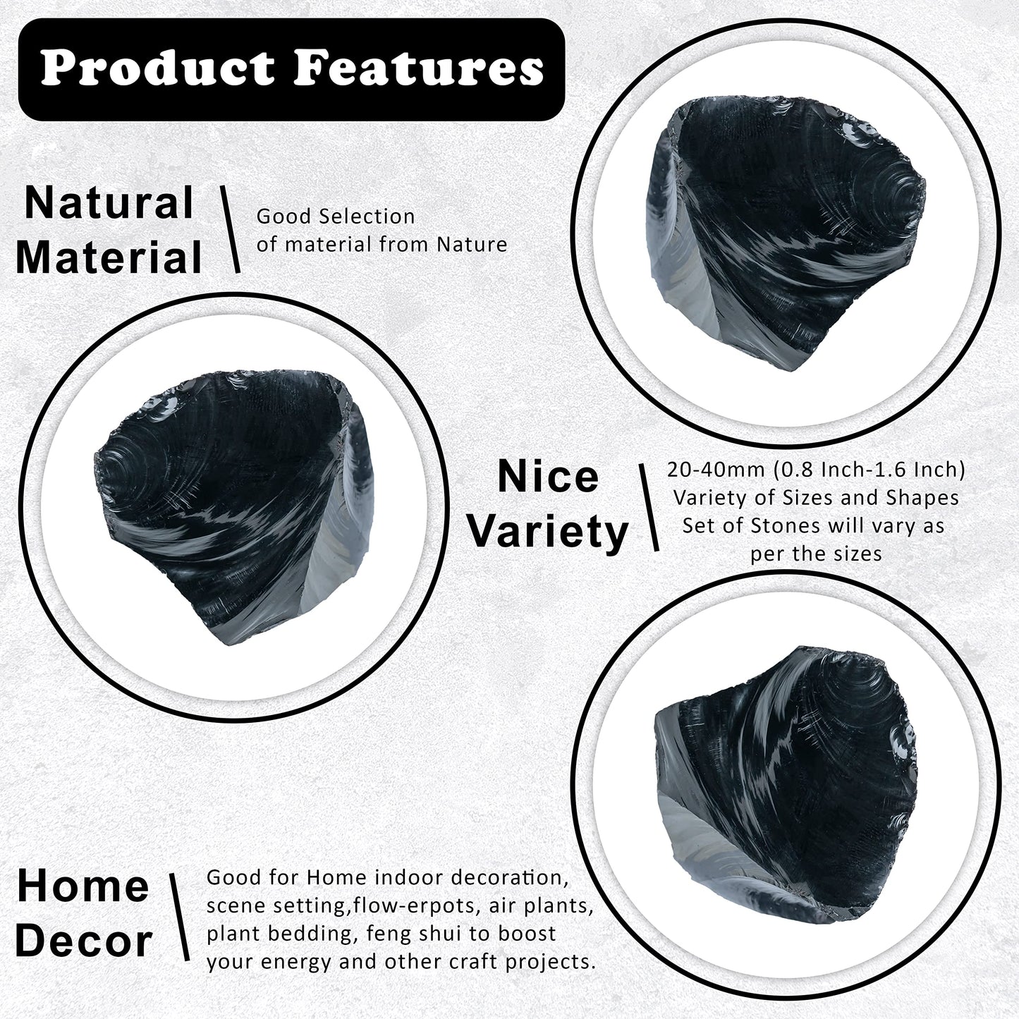 Crocon® 1LB Black Obsidian Rough Bulk Rocks Natural Stone Spiritual Gifts Raw Gemstone Crystals and Stones Tumbling Cabbing Polishing Gem Mining Chakra Balancing Reiki Healing Home Office Décor