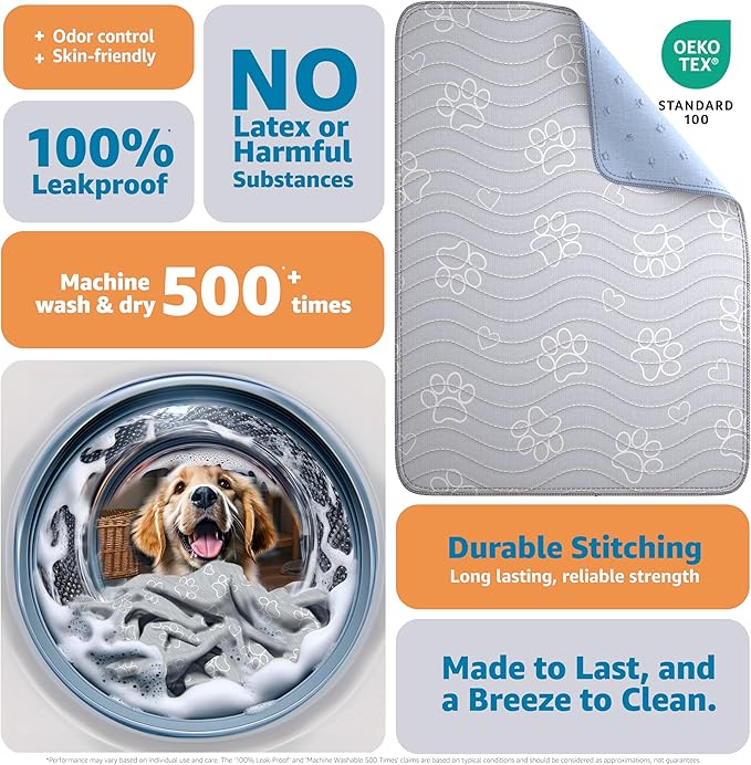 IMPROVIA® Reusable Puppy Pad – Waterproof, Extra-Absorbent, Washable Pee Pad for Dog Training, Whelping, & More – Protect Your Floors & Pet with Quick-Drying Potty Pad (Paws & Hearts, Small 18"x24")