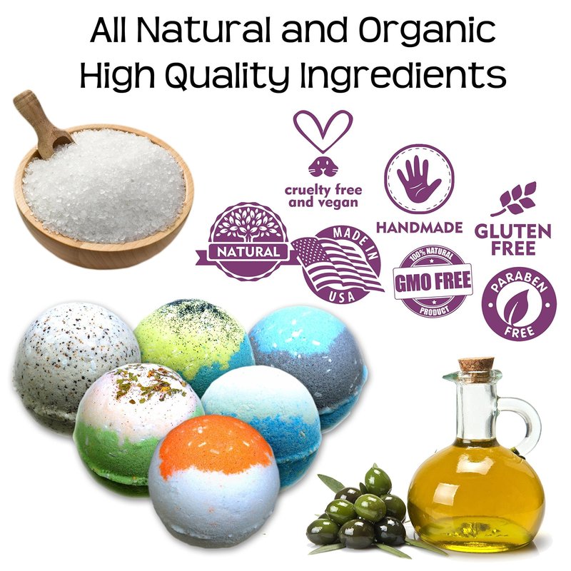 Organic Bath Bombs Gift Set for Men - Vegan Natural Ingredients - Absolutely Safe for Men - Relaxing Epsom, Himalayan, Dead Sea Salts & Essential Oils - Made in the USA
