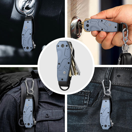 Air Keychain, Key Organizer Works with Apple Find My, Built-in airtag Chips, Holds 2-6 Keys, Car Key Chains with GPS Tracker, Key Finder, Minimalist Key Holder for Men and Women, (iOS Only) (Blue)