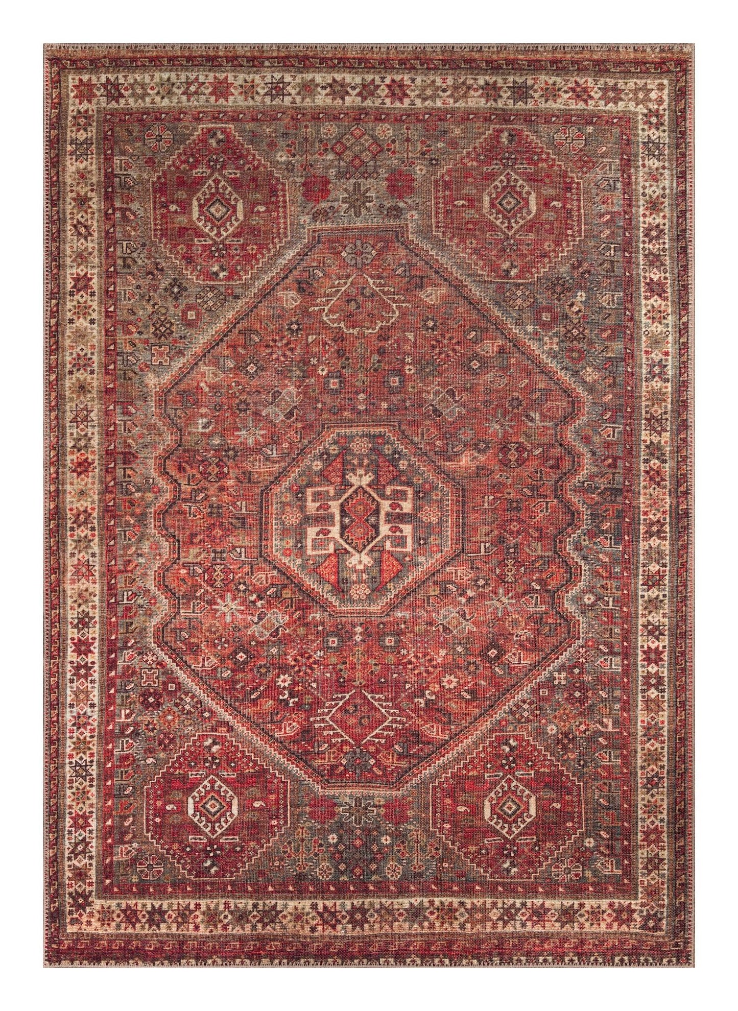 Keen Home Design 10x14 Rug - Machine Washable Area Rug with Non-Slip Backing, Ideal for Living Room, Dining Room, Bedroom - Vintage, Easy Clean, Durable, Low Pile Rug - (9'7" x 14')