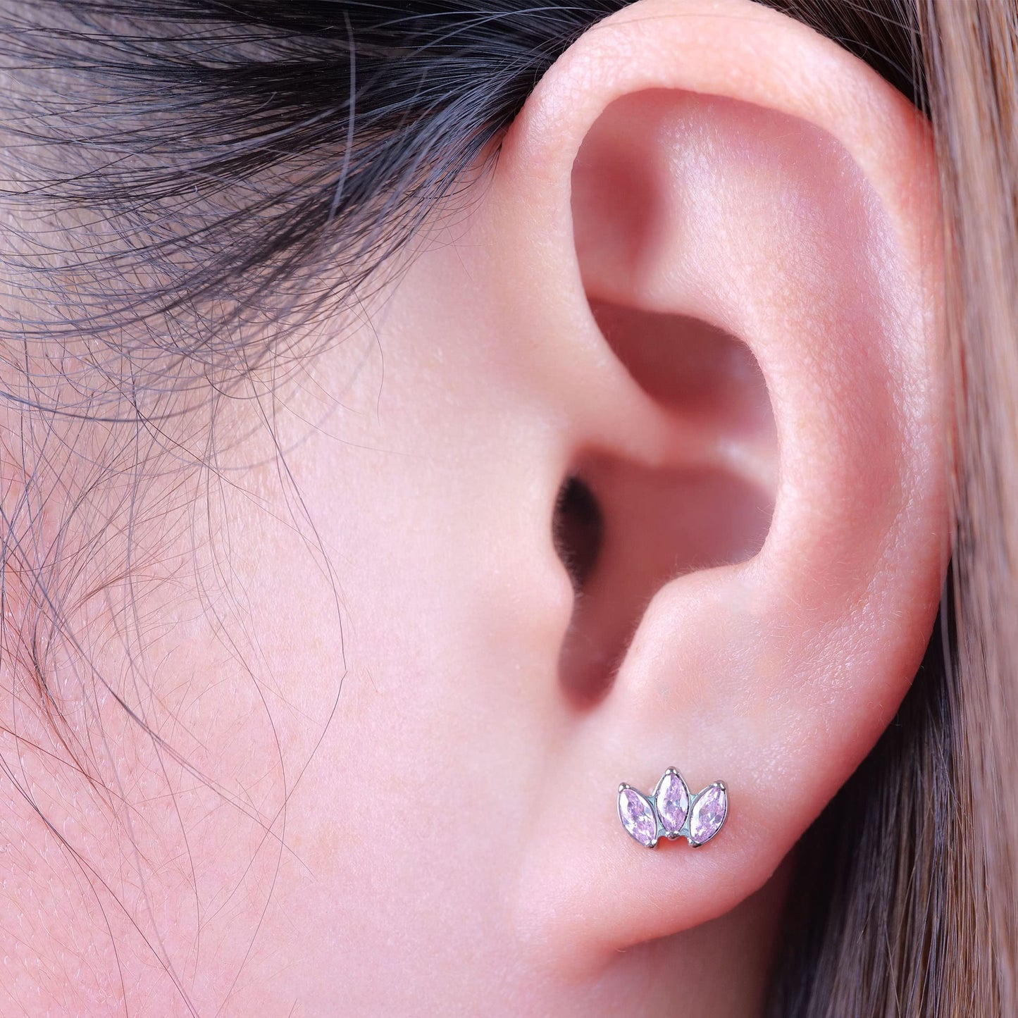 Limerencia Hypoallergenic G23 Pure Titanium Earrings | Crown Cubic Zirconia | F136 Implant Grade Piercing Studs| Suitable for Sensitive Ears Delicate Jewelry (Pink)