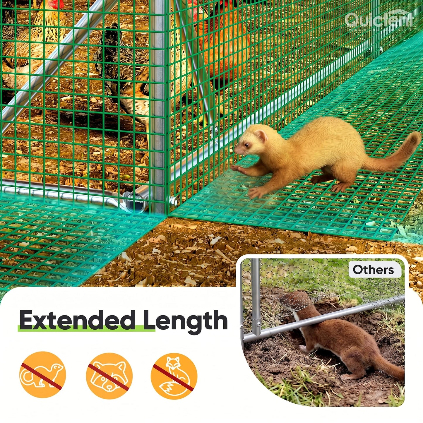 Quictent 18x9x6.6ft Metal Chicken Coop Run with Perch & Swing, Elite Series Large Walk-in Outdoor Poultry Cage Heavy Duty Predator Proof Hen Duck Rabbit Farm Pen House, Waterproof Anti-UV Cover