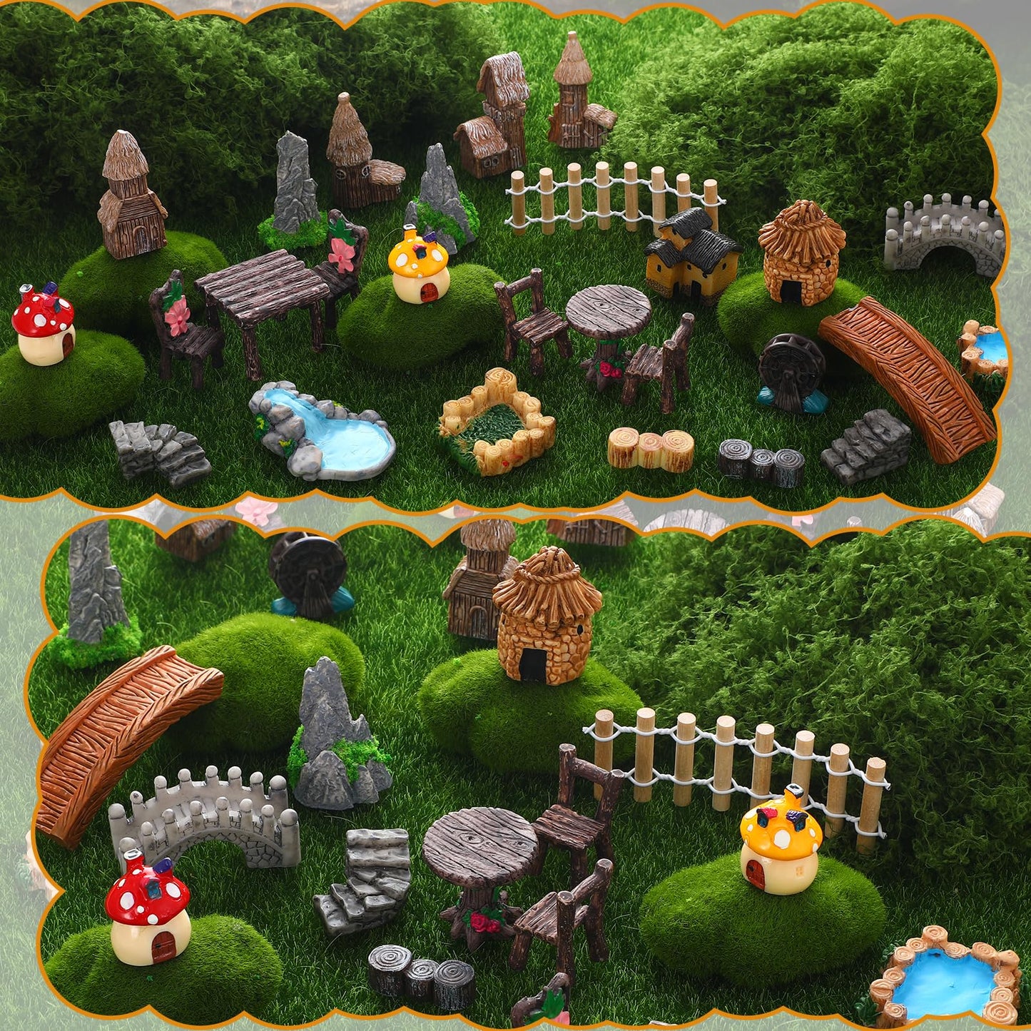 GGSTDDUP Fairy Garden Accessories, Miniature Garden Ornaments Landscape Mini Fairy Figures Animal Plant Set (32, Green)