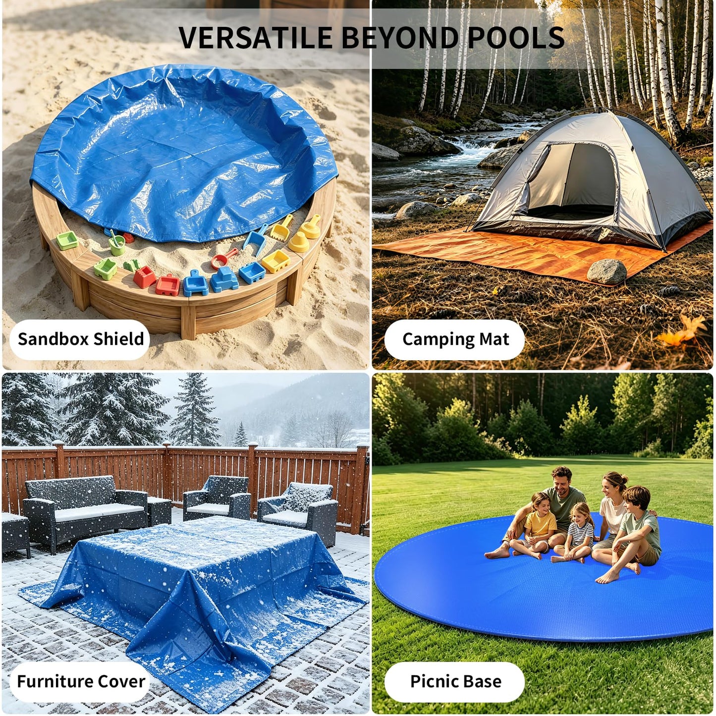 24FT Round Pool Liner Pad for Above Ground Pools, 180 GSM Heavy-Duty Puncture Resistant Under Mat, Underlayment Outdoor Tarp Protector for Lawn Concrete, Pool Floor Base Pad, Extends Liner Life