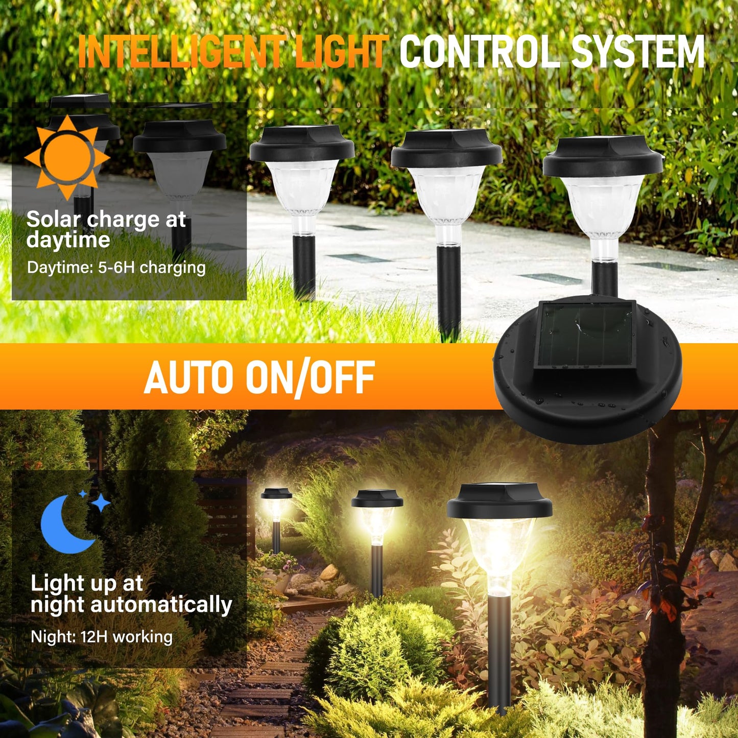 Siatom Solar Pathway Lights 10 Pack, Bright Solar Path Lights Outdoor Waterproof IP65, Walking Path Solar Lights for Outside, Garden, Lawn, Walkway, Yard (Warm White)