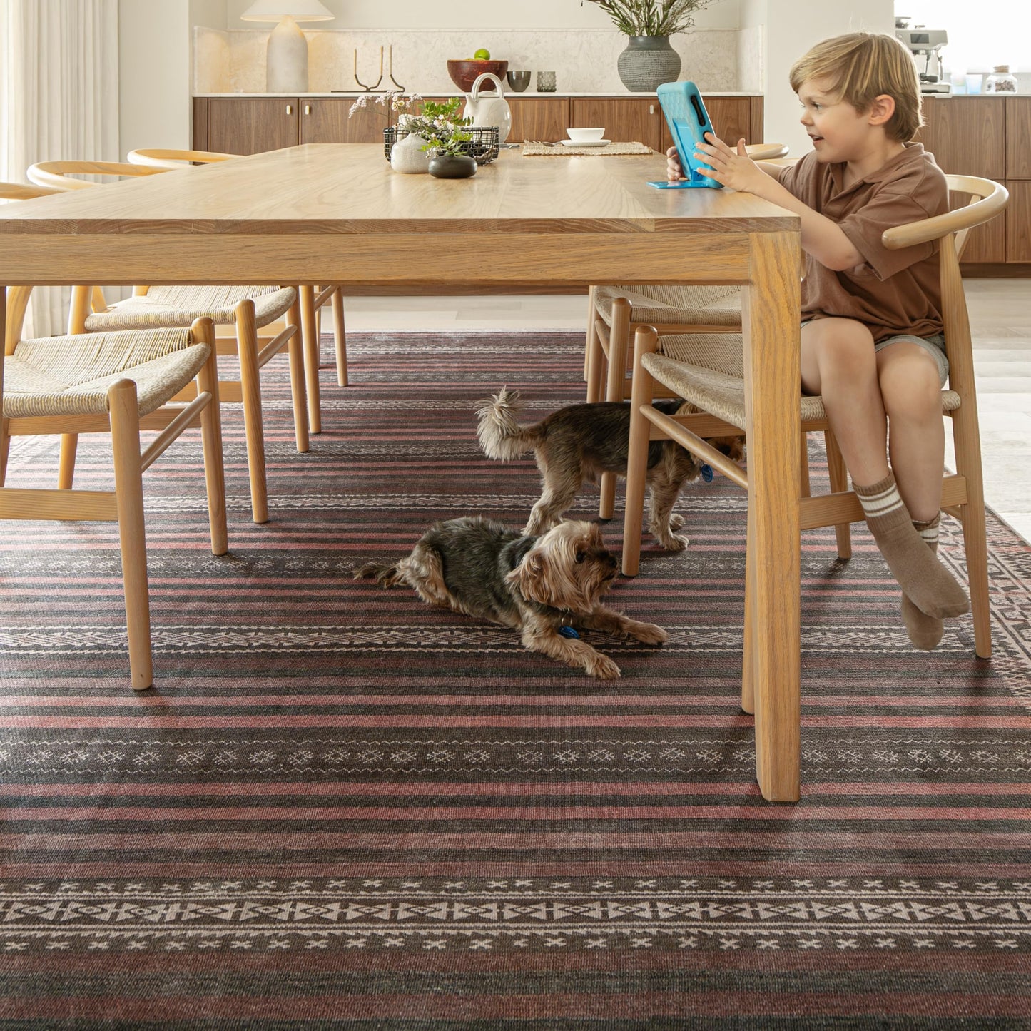 KNOTTING MATTERS Vibe Stripe 10’ x 14’ Area Rug – Sand, Charcoal & Clay Heritage Flatweave, Low-Pile – Easy Clean Area Rug – Perfect for Living Room, Dining Room, Bedroom – Pet & Kid Friendly
