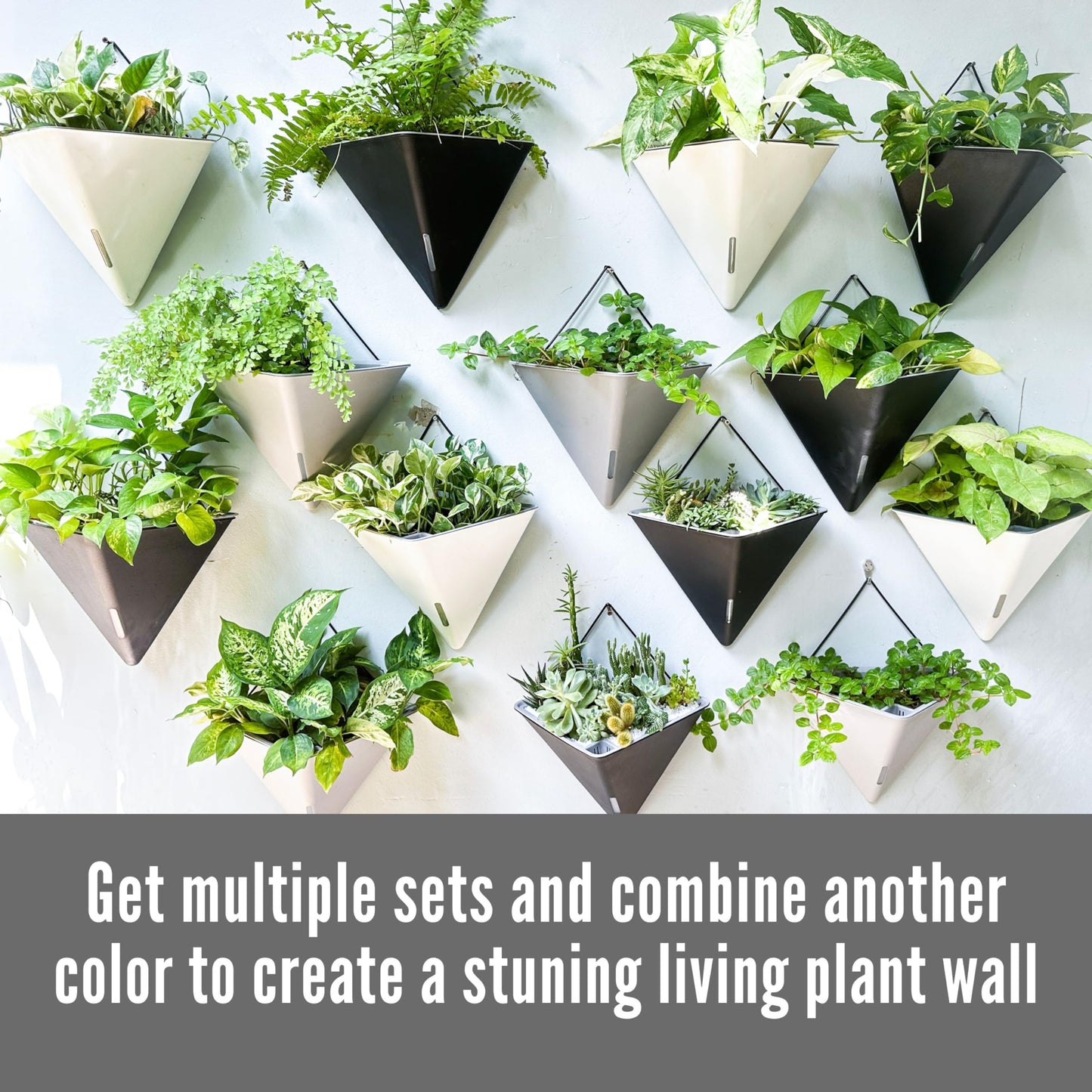 LaLaGreen Bundle- 2 Pack, 12 Inch White Geometric Self Watering Pot + 4 Pack, 20 Inch Rectangular Planter Box Hanging Stylish Modern Wall Mount Flower Succulent Vase Holder Balcony Porch Indoor Decor