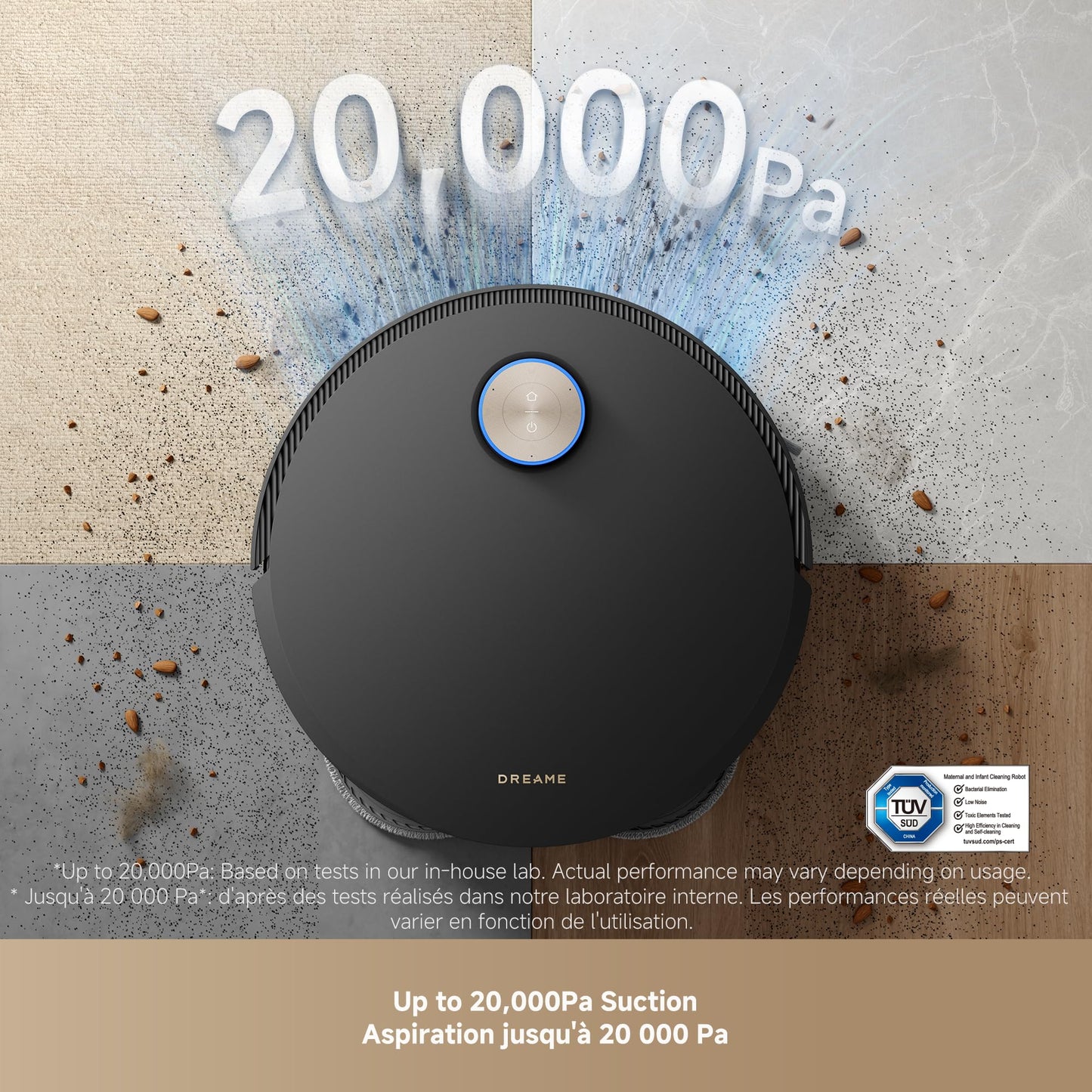 DREAME X50 Ultra Complete Robot Vacuum and Mop with Auto-Empty and Mop Self-Cleaning, 20,000Pa Suction, Obstacle Avoidance and 360° Navigation, Corner to Edge Deep Cleaning, Detangling Brush (Black)