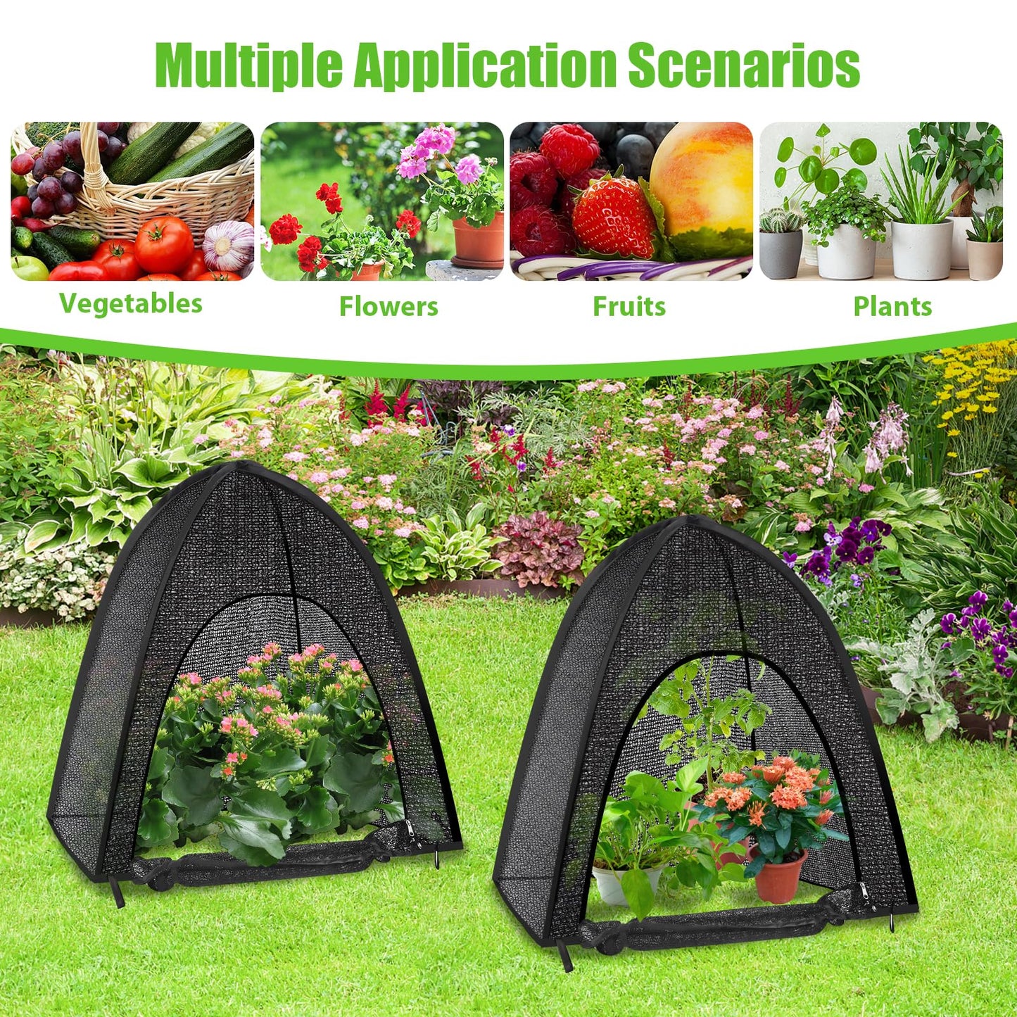 2 Pack Plant Shade Tent, Plant Shades for Outdoor Plants, UV Resisitant 50% Sunblock Shade for Plants Sun Protection, Plant Shade Cover for Flower Potted Plants (28x28x33Inch)