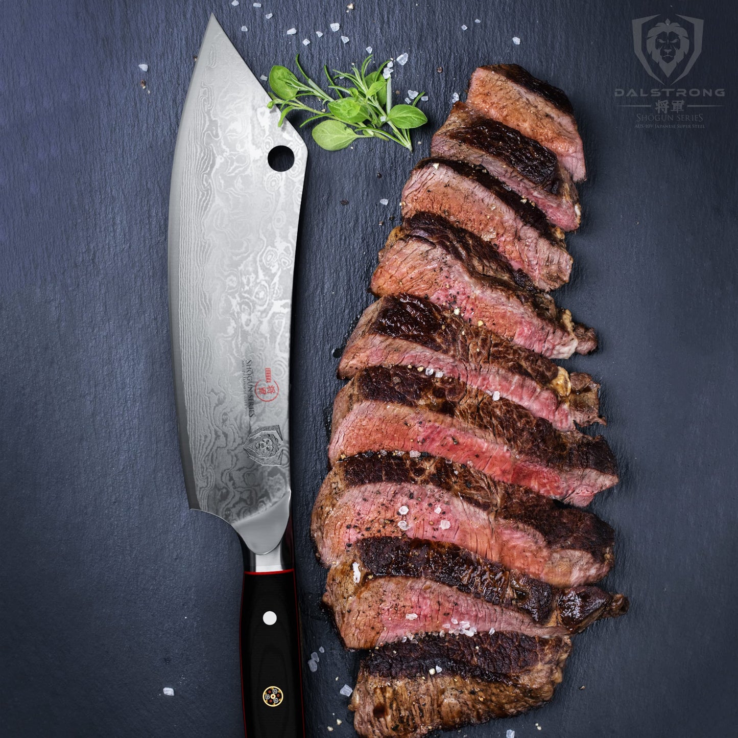 DALSTRONG Hybrid Cleaver & 8" Chef Knife - Shogun Series ELITE - The 'Crixus' - Japanese AUS-10V Super Steel Kitchen Knife - Black Handle - Razor Sharp Knife - Meat Cleaver Heavy Duty - w/Sheath Cover