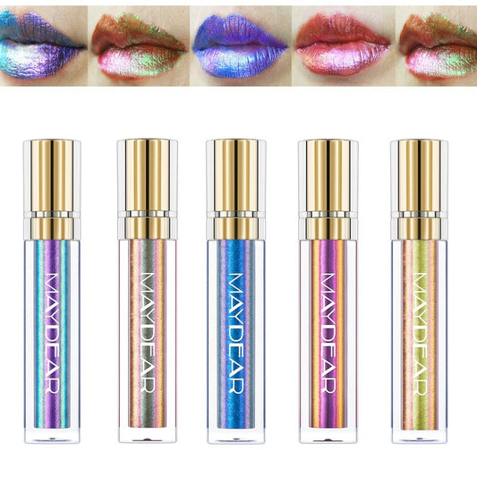 Maydear Chameleon Lipstick 5 Colors Set, Long Lasting Waterproof Colourful Diamond Shimmer Lip Gloss for Women Girls Makeup kit