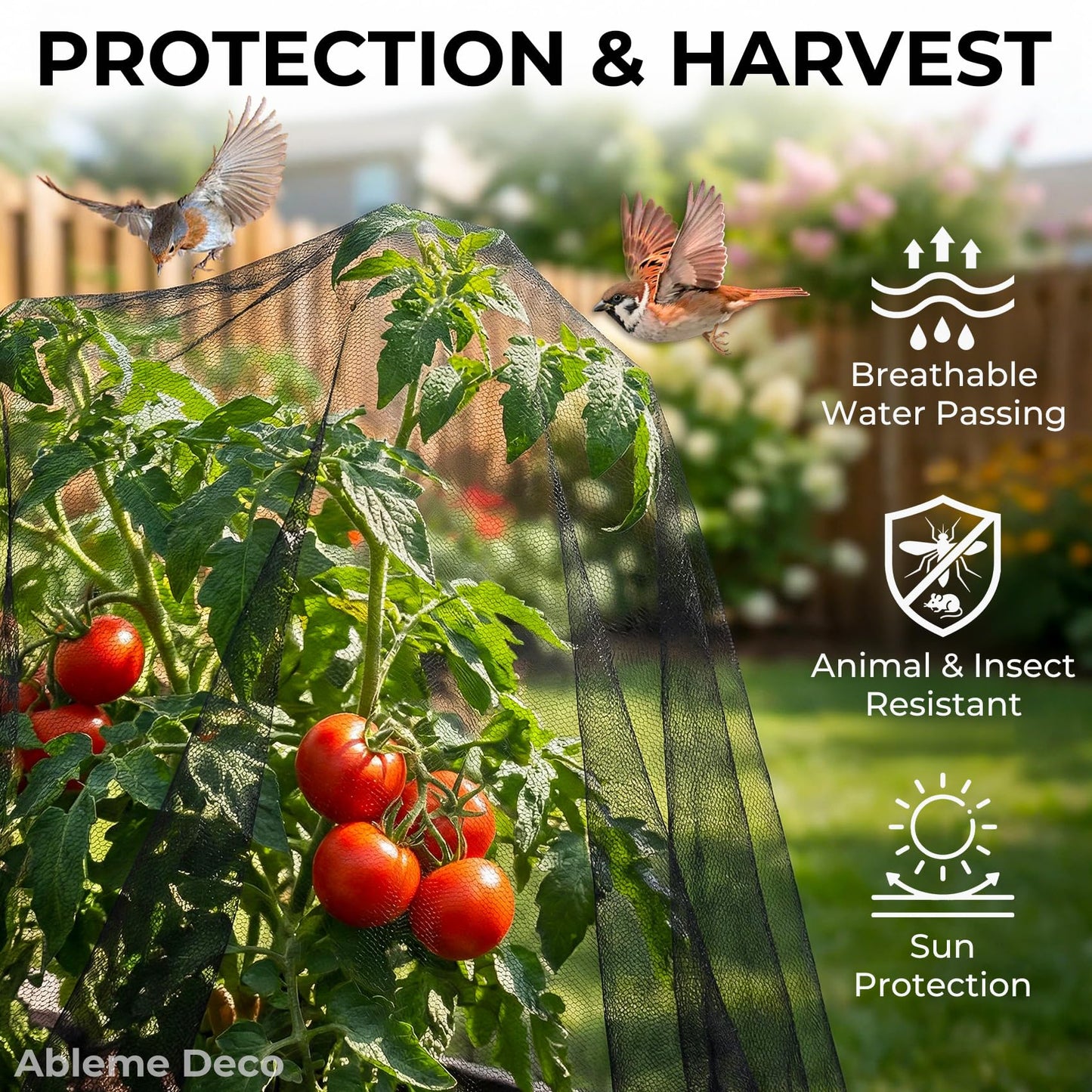 Mosquito Netting Garden 39x10Ft, Garden Mesh Netting, Fly Insect Bird Net Barrier for Plant Protection Net for Patio Outdoor Use (Black, 39x10FT)