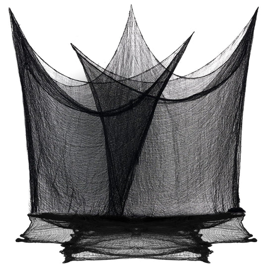 80 x 400 Halloween Decorations Creepy Cloth Indoor Outdoor, Scary Gauze Halloween Party Decorations, Spooky Home Decor Supplies for Table Tree Garden Doorway Haunted House Yard Skeleton (1PCS Black)