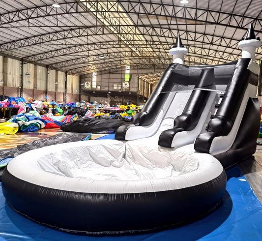 24FT(L) Inflatable Water Slide for Adults Kids【Giant Pool&Dartboard】 100% PVC Commercial Grade Water Slides with 1100W Blower, 0.45mm Heavy Duty Vinyl Blow Up Waterslide Backyard Outdoor, 24x13x13ft