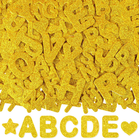 896 PCS Glitter Foam Letter Stickers, Self-Adhesive 3D ABC Alphabet Stickers, 14 Sheets EVA Foam Letters for Crafts Scrapbooking Gift Wrapping Card Making School Projects DIY Decor (Gold)