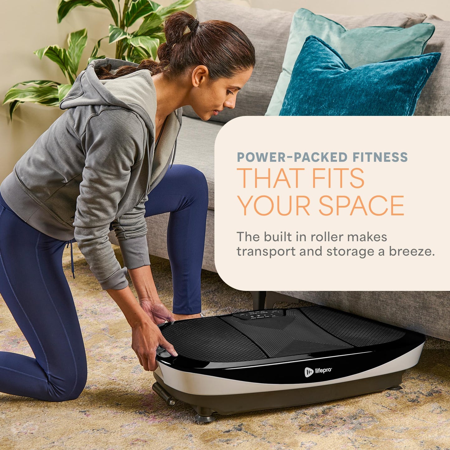 Lifepro Rumblex Max 4D Black Vibration Plate Exercise Machine with Loop Resistance Bands for Home Fitness Shaping Training Recovery Tone & Strength