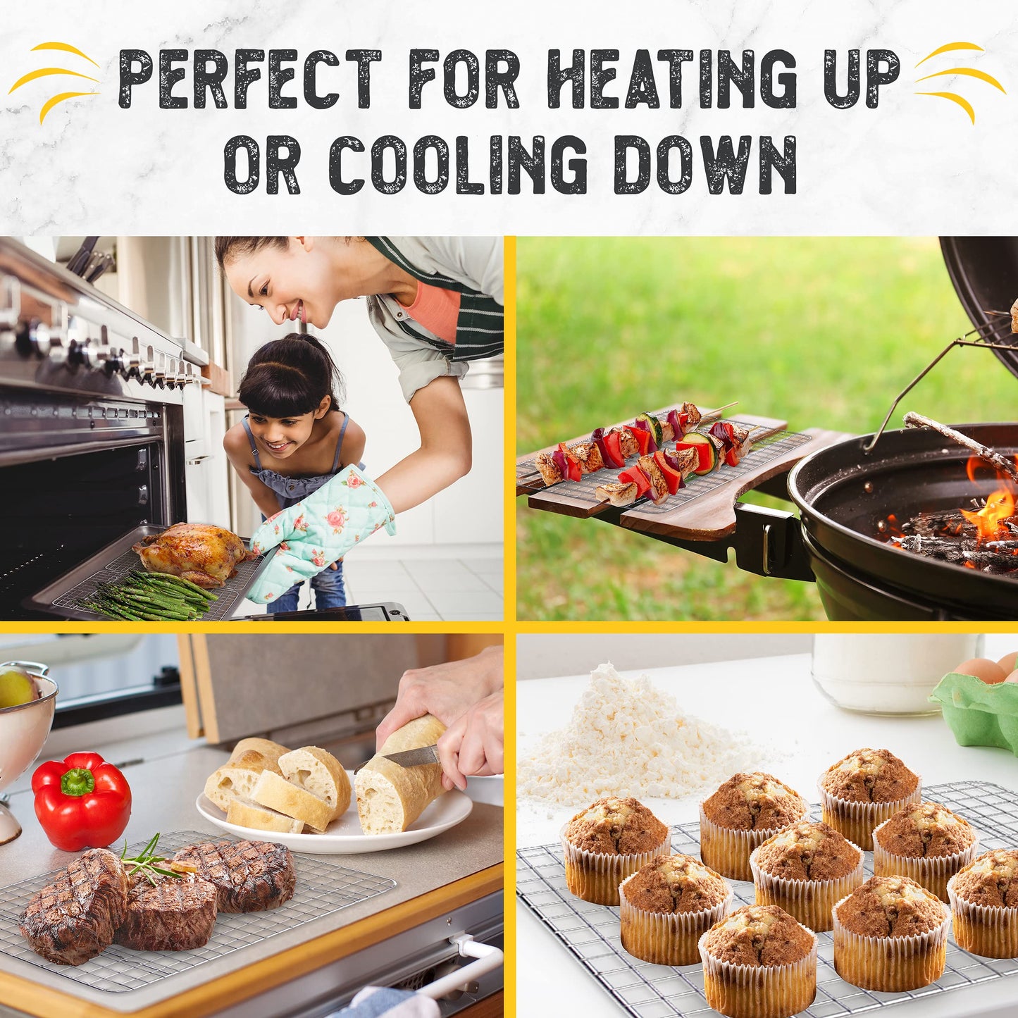 Checkered Chef Cooling Rack for Cooking and Baking - 11 ¾" x 17 Set of 2 Stainless Steel, Oven Safe Grid Wire Cookie Cooling Racks