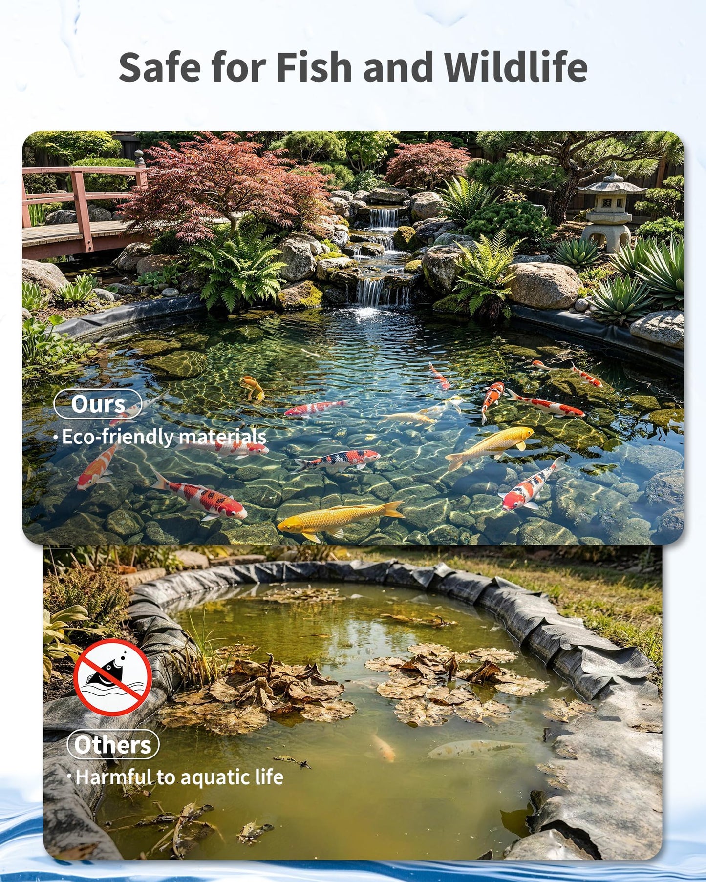 POPOSOAP Pond Liner, Mil Fish Pond EPDM Liner, U-V Resistant Preformed Garden Pond Liners for Outdoor Ponds, Koi Ponds, Garden Fountain, Waterfalls 10 x 10 FT 45Mil