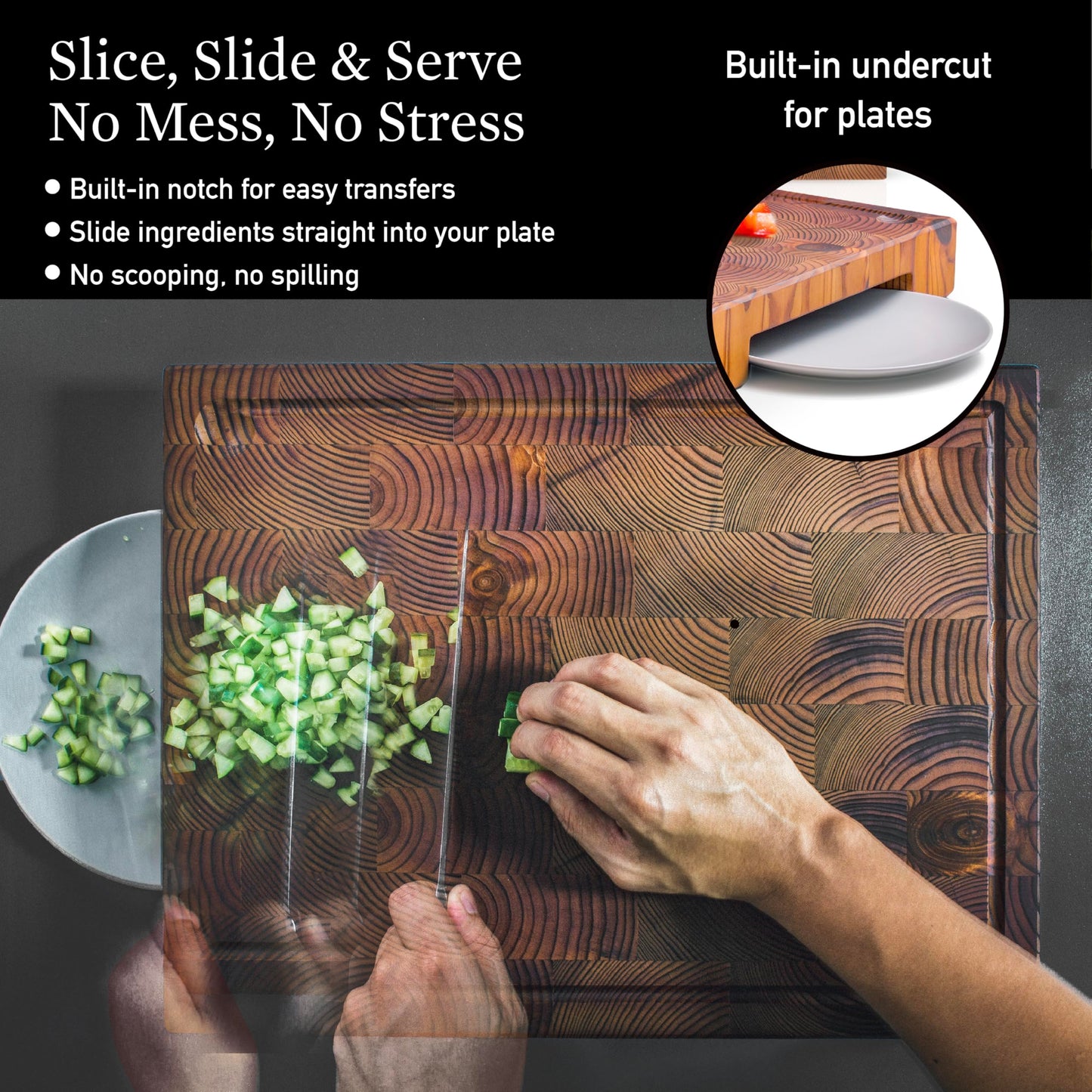 Cutting Board – Non Toxic End Grain Butcher Block with Handle, Charcuterie Boards, Cheese Board For Kitchen And Dining – Kitchen Must Haves Chopping Block - Food Safe Finishing - 2.5" x 15" x 20"