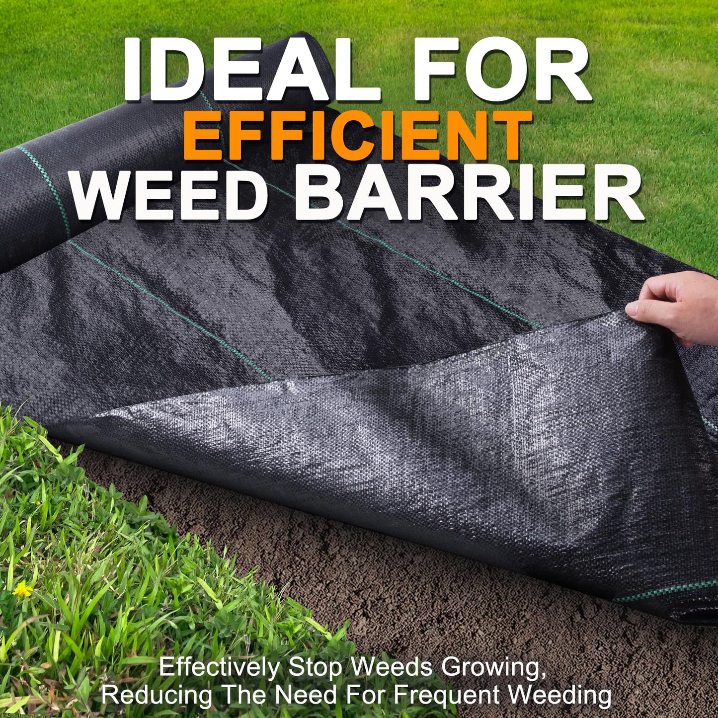 Winisok Garden Weed Barrier Landscape Fabric 4FT x 100FT, Premium Weed Control Garden Cloth, Durable Woven Geotextile Fabric, Mulch Breathable Ground Cover Landscaping Weed Blocker(4ft x 50ft x 2Pack)