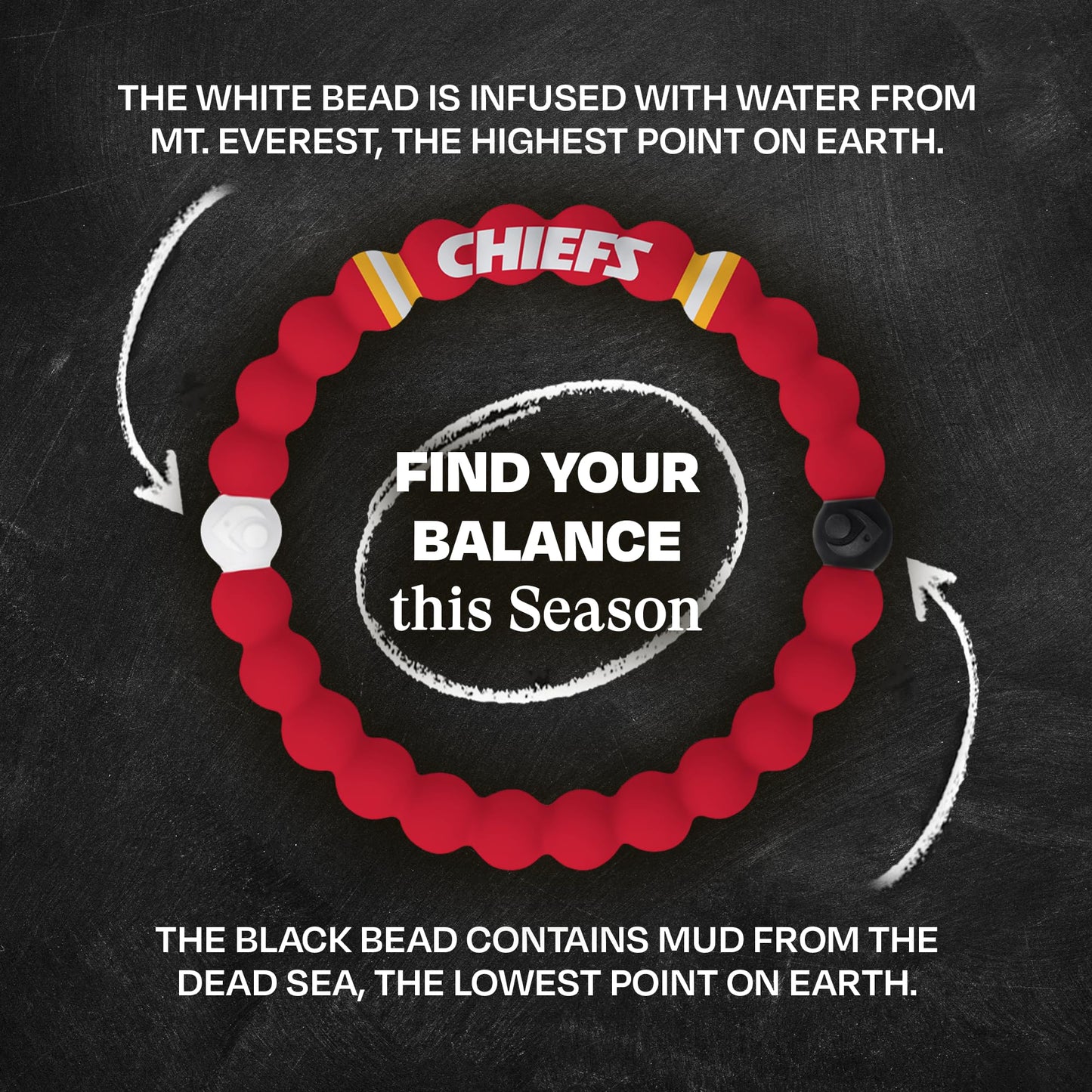 Lokai NFL Football Collection Silicone Beaded Bracelet, Kansas City Chiefs Classic (Medium) - Silicone Jewelry Beaded Friendship Bracelet for Women & Men - Sports Team Gear, Apparel & Accessories