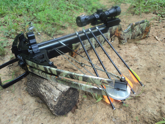 150 lbs WT-Goliath 75 Repeating Hunting Crossbow with 3 x 32 Scope Shoots Steel Balls, Arrows and Bolts