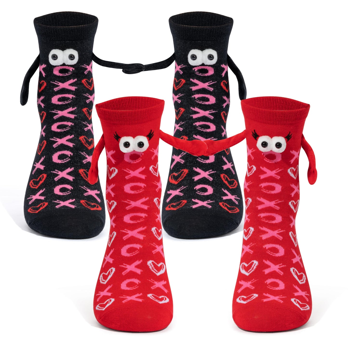R HORSE Valentine's Day Holding Hands Socks 2 Pairs Funny Magnetic Women Men Couple Socks, Novelty Friendship Couple Gag Valentine Gift for Boyfriend Girlfriend Teens