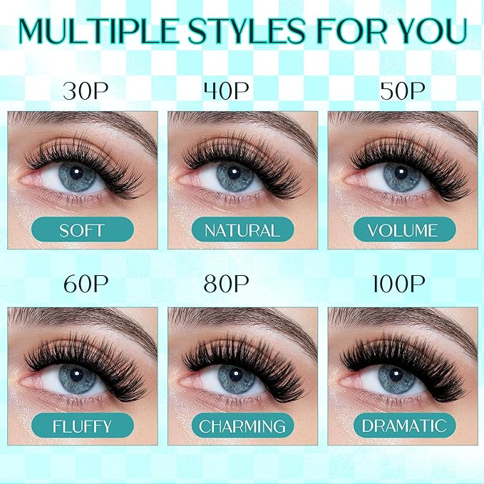 Eyelash Clusters Fluffy Lash Clusters Thick 280pcs Cluster Eyelash Extensions DIY At Home Individual Lashes Cluster Lashes by GEMERRY（80P-15-20mm)