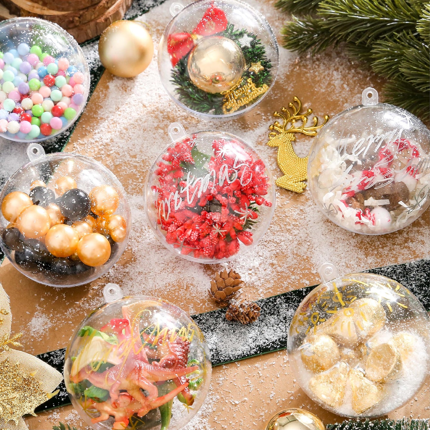 20 PCS Clear Plastic Fillable Balls Ornaments, 3.15 Inch Christmas Ornament Balls for DIY Crafts, Hanging Ornaments, Christmas Tree Decoration, Personalized Gifts, Home Decor