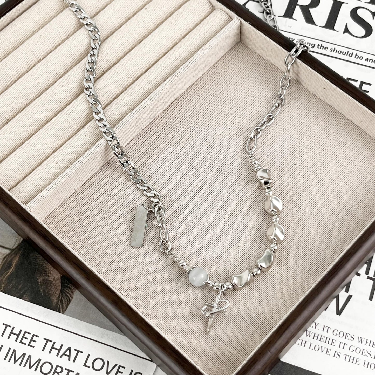 Buyongwant Irregular Necklace for Women Star Hip-Hop Chain Fashion Y2k Necklace Zircon Ring Design Versatile Couple Jewelry Silver
