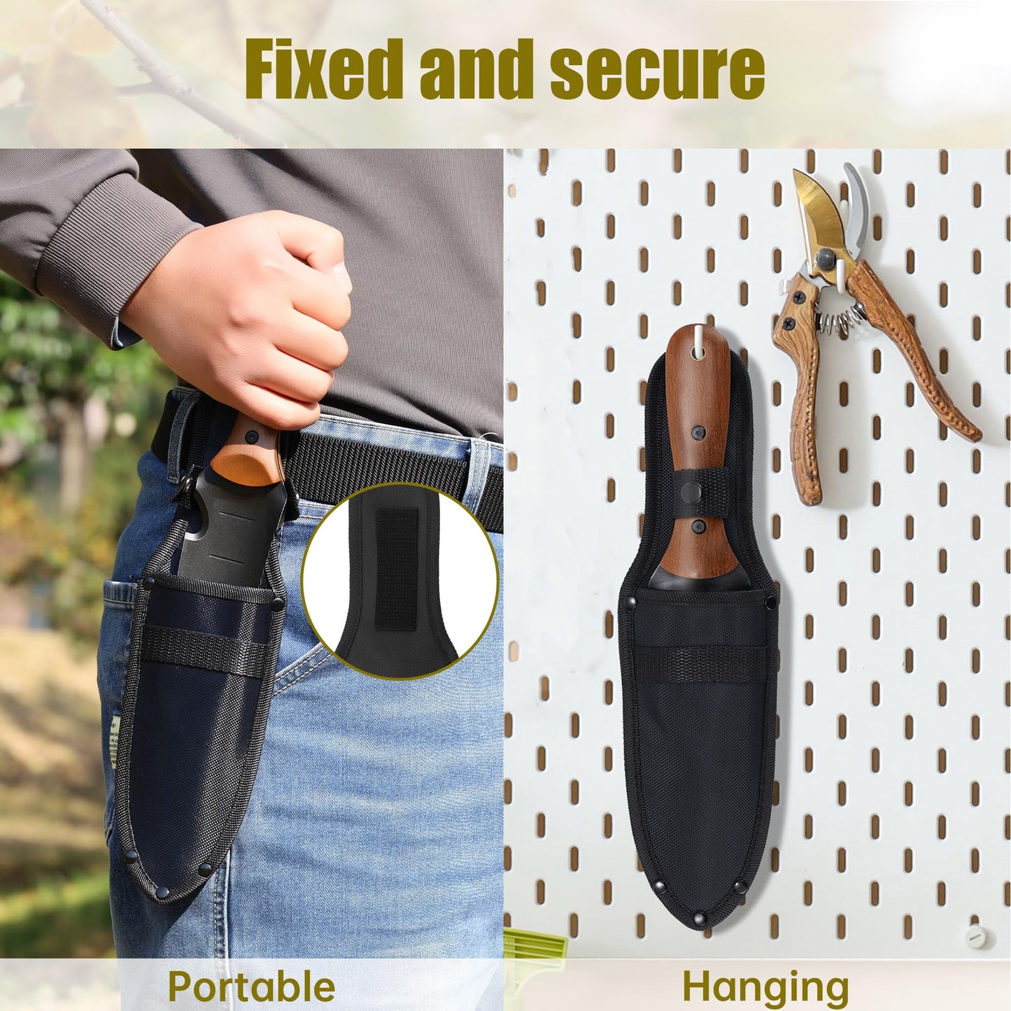 Troispot 12-Inch Garden Trowel with Full-Tang Wooden Handle & Black Stainless Steel Blade, Durable Tool for Digging, Weeding, Planting, Includes Knitted Storage Bag